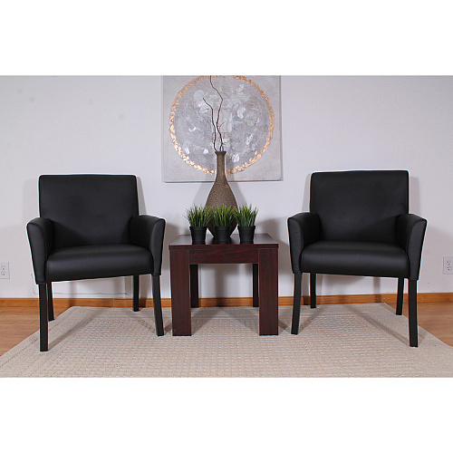 Boss Box Arm Guest Chair Vinyl Seat Material - Four-legged Base - Black - 1 Each (B639)