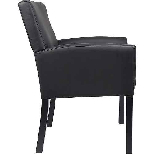 Boss Box Arm Guest Chair Vinyl Seat Material - Four-legged Base - Black - 1 Each (B639)