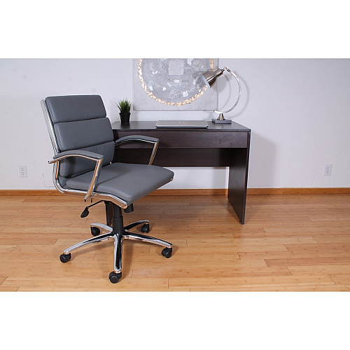Boss Executive Chair Gray Seat Color - Vinyl Seat Material - Gray Back Color - Chrome, Black Frame Color - Chrome Frame Material - Mid Back - 5-star Base - 1 Each (B9476GY)