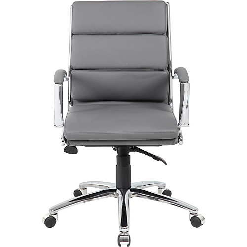 Boss Executive Chair Gray Seat Color - Vinyl Seat Material - Gray Back Color - Chrome, Black Frame Color - Chrome Frame Material - Mid Back - 5-star Base - 1 Each (B9476GY)