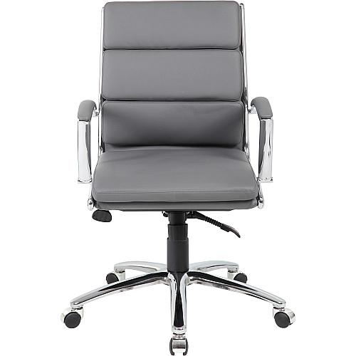Boss Executive Chair Gray Seat Color - Vinyl Seat Material - Gray Back Color - Chrome, Black Frame Color - Chrome Frame Material - Mid Back - 5-star Base - 1 Each (B9476GY)