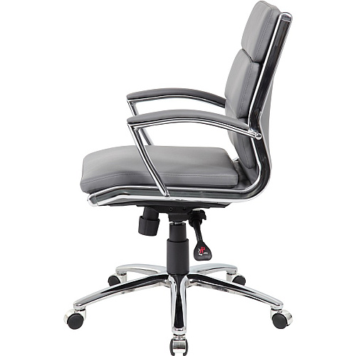 Boss Executive Chair Gray Seat Color - Vinyl Seat Material - Gray Back Color - Chrome, Black Frame Color - Chrome Frame Material - Mid Back - 5-star Base - 1 Each (B9476GY)