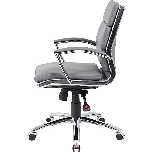 Boss Executive Chair Gray Seat Color - Vinyl Seat Material - Gray Back Color - Chrome, Black Frame Color - Chrome Frame Material - Mid Back - 5-star Base - 1 Each (B9476GY)