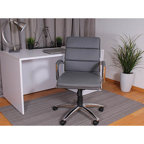 Boss Executive Chair Gray Seat Color - Vinyl Seat Material - Gray Back Color - Chrome, Black Frame Color - Chrome Frame Material - Mid Back - 5-star Base - 1 Each (B9476GY)