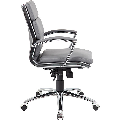 Boss Executive Chair Gray Seat Color - Vinyl Seat Material - Gray Back Color - Chrome, Black Frame Color - Chrome Frame Material - Mid Back - 5-star Base - 1 Each (B9476GY)
