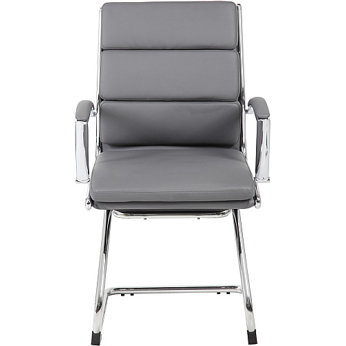 Boss B9479 CaressoftPlus Guest Executive Chair Gray Seat Color - Vinyl Seat Material - Gray Back Color - High Back - Cantilever Base - 1 Each (B9479GY)