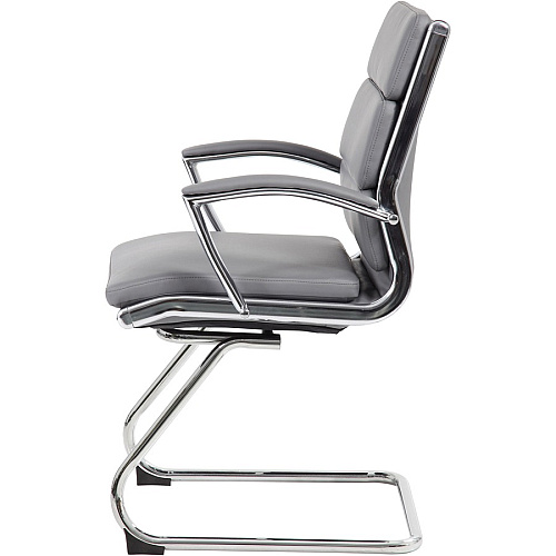 Boss B9479 CaressoftPlus Guest Executive Chair Gray Seat Color - Vinyl Seat Material - Gray Back Color - High Back - Cantilever Base - 1 Each (B9479GY)