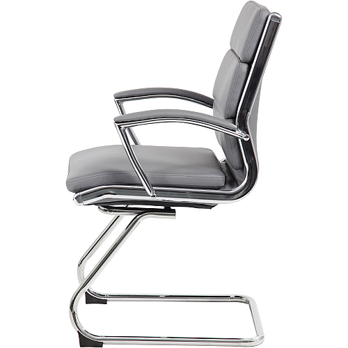 Boss B9479 CaressoftPlus Guest Executive Chair Gray Seat Color - Vinyl Seat Material - Gray Back Color - High Back - Cantilever Base - 1 Each (B9479GY)