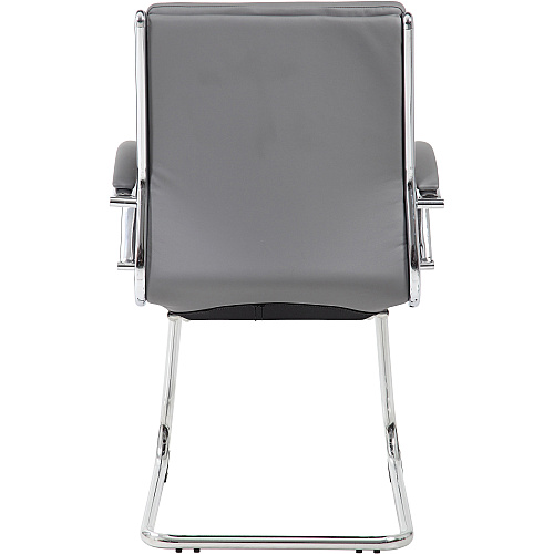 Boss B9479 CaressoftPlus Guest Executive Chair Gray Seat Color - Vinyl Seat Material - Gray Back Color - High Back - Cantilever Base - 1 Each (B9479GY)