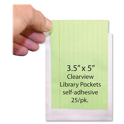 Ashley Library Pockets 5.3" Height x 3.5" Width - Clear - 25 / Pack (10408)