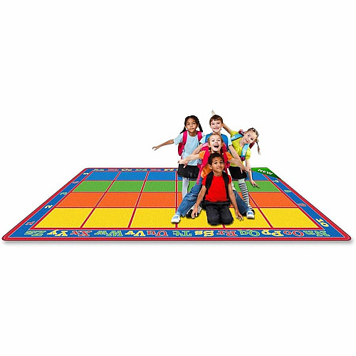Flagship Carpets Primary Colors Square Grids Rug 13.17" Length x 10.75" Width - Rectangle - Square Grids - Multicolor - 1 Each (FE34456A)