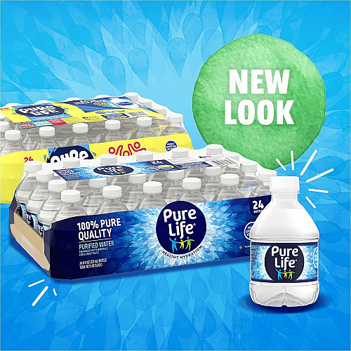 Pure Life Purified Bottled Water Ready-to-Drink - 8 fl oz (237 mL) - 24/Carton - 120 / Pallet (194627PL)