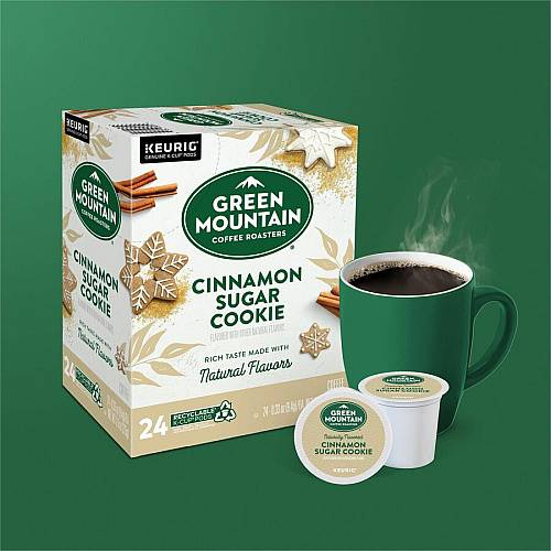 Green Mountain Coffee Roasters&reg; K-Cup Cinnamon Sugar Cookie Coffee Compatible with Keurig Brewer - Regular - Light - K-Cup, Pod - Cinnamon Sugar Cookie - Kosher - 24 / Pack (79742)