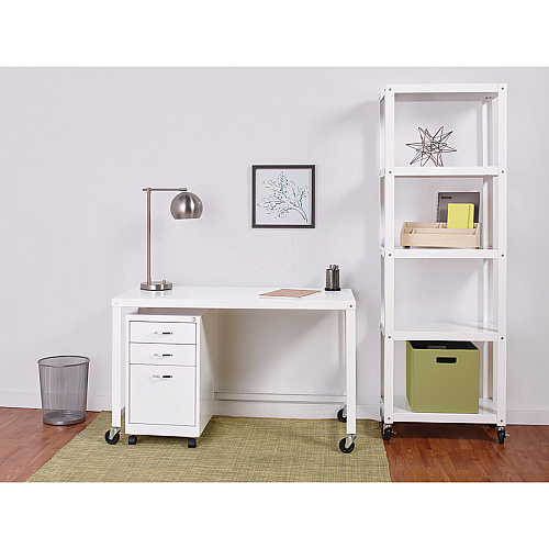 Lorell SOHO Personal Mobile Desk Rectangle Top - 48" Table Top Width x 23" Table Top Depth - 29.50" Height - Assembly Required - White - 1 Each (LLR34418)