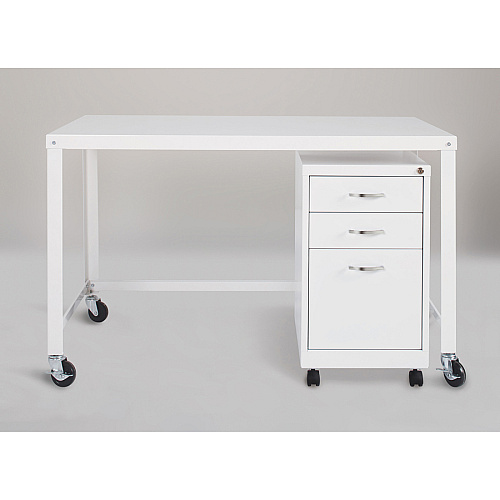 Lorell SOHO Personal Mobile Desk Rectangle Top - 48" Table Top Width x 23" Table Top Depth - 29.50" Height - Assembly Required - White - 1 Each (LLR34418)