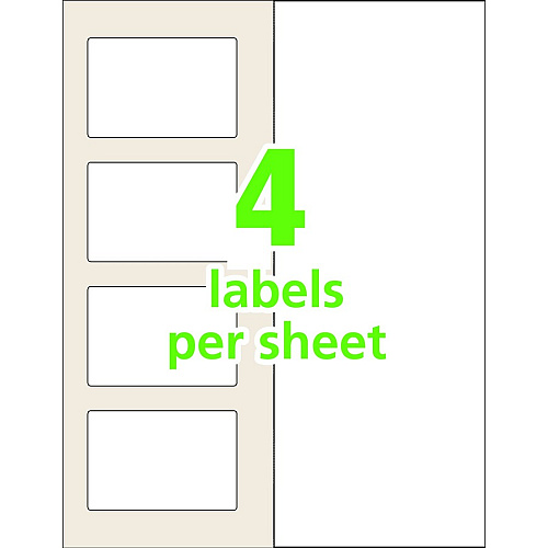 Avery&reg; Easy Align Self-Laminating ID Labels Waterproof - 2 5/16" Height x 3 5/16" Width - Permanent Adhesive - Rectangle - Laser, Inkjet - Matte - White - Film - Water Resistant - 4 / Sheet - 25 Total Sheets - 100 Total Label(s) - 20/Pack - 5  (00752)