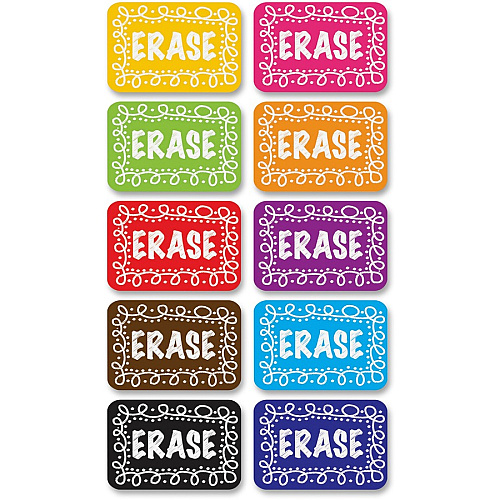 Ashley Chalk Design Mini Whiteboard Eraser 2" Width x 1.25" Length - Lightweight, Comfortable Grip - Multicolor - 10 / Pack (78002)