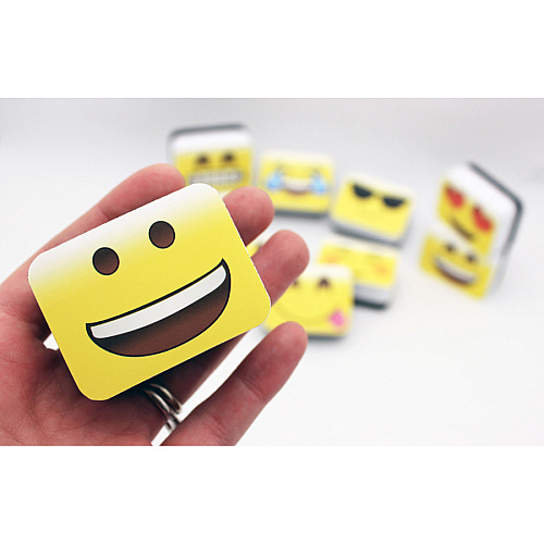 Ashley Emoting Mini Whiteboard Erasers 2" Width x 1.25" Length - Lightweight, Comfortable Grip - Multicolor - 10 / Pack (78005)