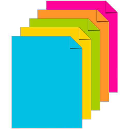 Astrobrights Color Card Stock - 5 Assorted Colours 8 1/2" x 11" - High-impact, Durable, Printable, Acid-free, Lignin-free - Lunar Blue, Solar Yellow, Terra Green, Cosmic Orange, Fireball Fuchsia - 250 / Pack (99904)