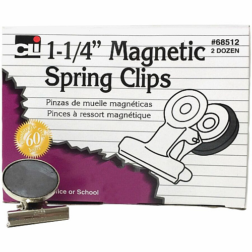 CLI Magnetic Spring Clips 1.3" Length - 24 / Box (68512)