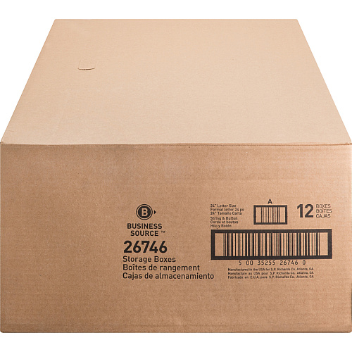 Business Source Medium Duty Letter Size Storage Box Internal Dimensions: 12" Width x 24" Depth x 10" Height - External Dimensions: 12.3" Width x 24.1" Depth x 10.8" Height - Media Size Supported: Letter - Stackable - White - Recycled - 12 / Car (BSN26746)