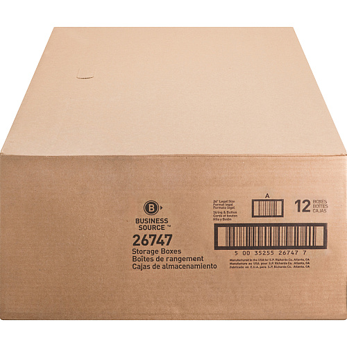 Business Source Medium Duty Legal Size Storage Box Internal Dimensions: 15" Width x 24" Depth x 10" Height - External Dimensions: 15.3" Width x 24.1" Depth x 10.8" Height - Media Size Supported: Legal - Stackable - White - Recycled - 12 / Carto (BSN26747)