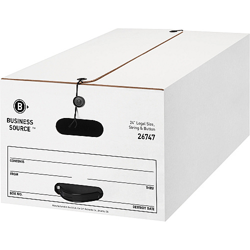 Business Source Medium Duty Legal Size Storage Box Internal Dimensions: 15" Width x 24" Depth x 10" Height - External Dimensions: 15.3" Width x 24.1" Depth x 10.8" Height - Media Size Supported: Legal - Stackable - White - Recycled - 12 / Carto (BSN26747)