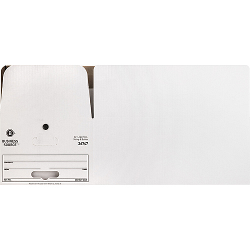 Business Source Medium Duty Legal Size Storage Box Internal Dimensions: 15" Width x 24" Depth x 10" Height - External Dimensions: 15.3" Width x 24.1" Depth x 10.8" Height - Media Size Supported: Legal - Stackable - White - Recycled - 12 / Carto (BSN26747)