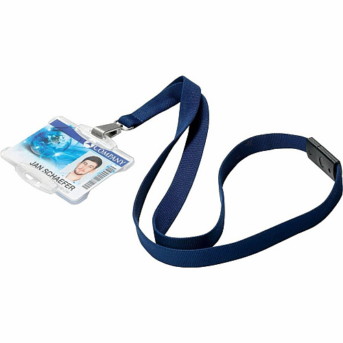 DURABLE Premium Textile Lanyard Blue - 10 / Box (812728)