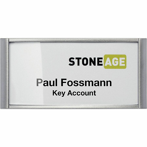 DURABLE Magnetic Classic Name Badge Holder Support 2.88" x 1.25" Media - Silver - 10 / Box (854223)