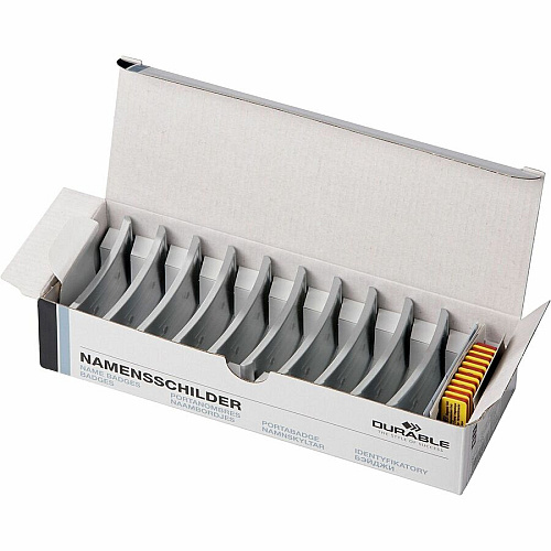 DURABLE Magnetic Classic Name Badge Holder Support 2.88" x 1.25" Media - Silver - 10 / Box (854223)