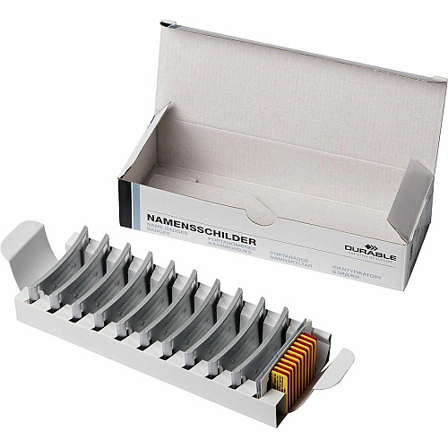 DURABLE Magnetic Classic Name Badge Holder Support 2.88" x 1.25" Media - Silver - 10 / Box (854223)