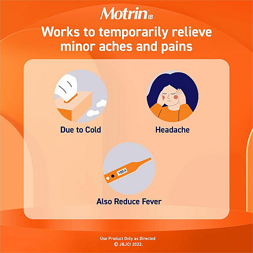 Motrin IB Ibuprofen Tablets For Headache, Muscular Pain, Backache, Toothache, Arthritis, Common Cold, Menstrual Cramp, Fever - 2/Pack - 50 / Box (48152)