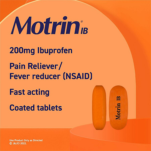Motrin IB Ibuprofen Tablets For Headache, Muscular Pain, Backache, Toothache, Arthritis, Common Cold, Menstrual Cramp, Fever - 2/Pack - 50 / Box (48152)