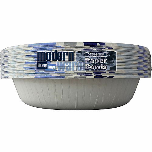 AJM ModernWare Designer 20 oz Paper Bowls Disposable - 7.8" Diameter - White - Paper Body - 24/Pack - 12 / Carton (DB20MW012)
