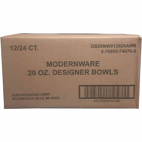 AJM ModernWare Designer 20 oz Paper Bowls Disposable - 7.8" Diameter - White - Paper Body - 24/Pack - 12 / Carton (DB20MW012)