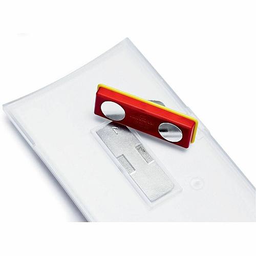 DURABLE Delux Convex Name Badge Holder 1.6" Height x 3" Width - Acrylic - Transparent - Magnetic - 25 / Box (812319)