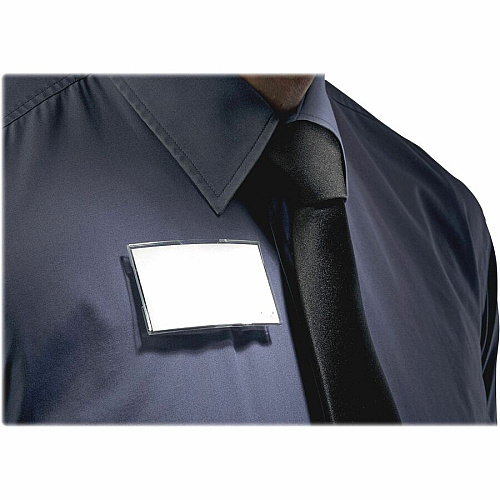 DURABLE Delux Convex Name Badge Holder 1.6" Height x 3" Width - Acrylic - Transparent - Magnetic - 25 / Box (812319)
