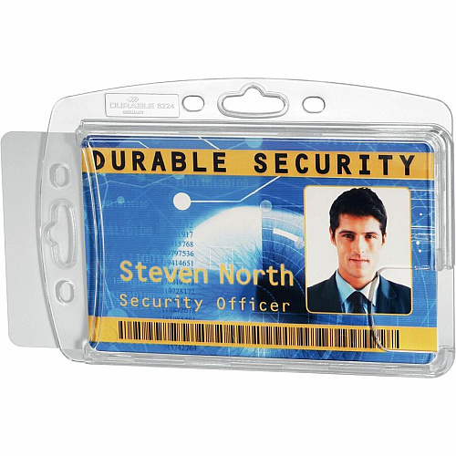 DURABLE 8013/8224 Replacement ID Card Holder Support 3.35" x 2.13" Media - Transparent - 10 / Box (892419)