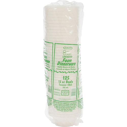 Dart Quiet Classic 12 oz Laminated Foam Bowls Serving - White - Foam, Plastic Body - 125/Pack - 8 / Carton (12BWWQRCT)