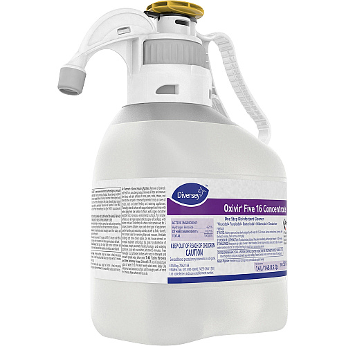 Diversey Oxivir Five 16 Disinfectant Cleaner Concentrate - 47.3 fl oz (1.5 quart) - Characteristic Scent - Disinfectant, VOC-free - Clear - 1 Each (5019296)