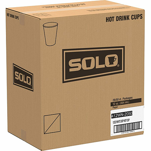 Solo 12 oz Disposable Hot Cups 12 fl oz - White - Paper - Hot Drink, Coffee, Tea, Cocoa - 50/Bag - 20 / Carton (412WN2050)