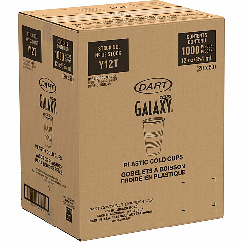 Solo Galaxy 12 oz Plastic Cold Cups 12 fl oz - Translucent - Polystyrene - Cold Drink - 50/Bag - 20 / Carton (Y12T)