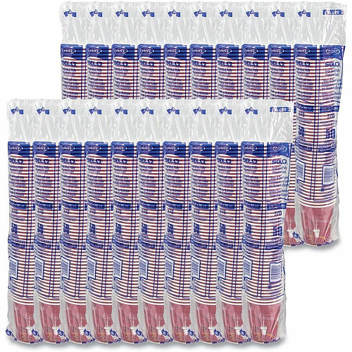 Solo 10 oz Bistro Design Disposable Paper Cups 10 fl oz - Multi - Paper - Beverage, Hot Drink, Cold Drink, Coffee, Tea, Cocoa - 50/Pack - 20 / Carton (370SI0041)