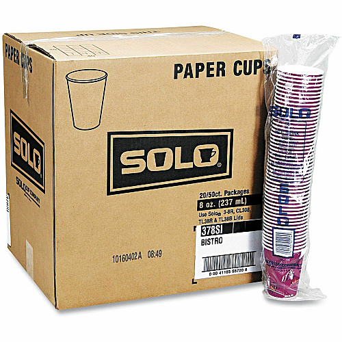 Solo 10 oz Bistro Design Disposable Paper Cups 10 fl oz - Multi - Paper - Beverage, Hot Drink, Cold Drink, Coffee, Tea, Cocoa - 50/Pack - 20 / Carton (370SI0041)
