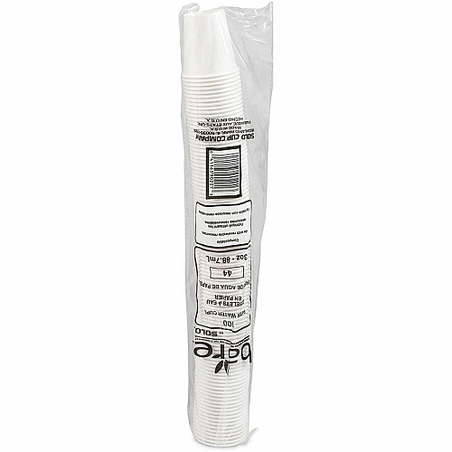 Solo 3 oz Treated Paper Water Cups 3 fl oz - White - Paper - Water - 100/Pack - 50 / Carton (442050CT)