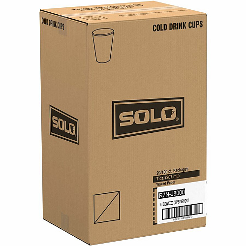 Solo 7 oz Waxed Paper Cold Cups 7 fl oz - Beige - Paper - Milk Shake, Smoothie - 100/Pack - 20 / Carton (R7NJ8000)