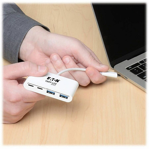 Eaton Tripp Lite Series 4-Port USB-C Hub, USB 3.x (5Gbps), 2x USB-A, 2x USB-C, White USB Type C - External - 4 USB Port(s) - 2 USB 3.0 Port(s) - 2 USB 3.1 Port(s) (U4600042A2C)