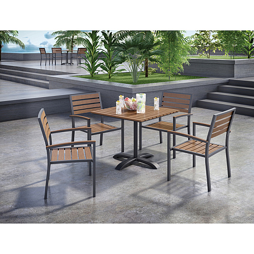 KFI Eveleen Outdoor Seating Synthetic Polymer Seat Material - Synthetic Polymer Back Material - Aluminum Frame Material - Four-legged Base - Mocha - Polypropylene - 1 Each (5601MA)