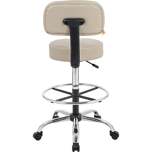 Boss Drafting Stool Beige Seat Color - Vinyl Seat Material - Beige Back Color - Chrome, Black Frame Color - Chrome Frame Material - 5-star Base - 1 Each (B16245BG)